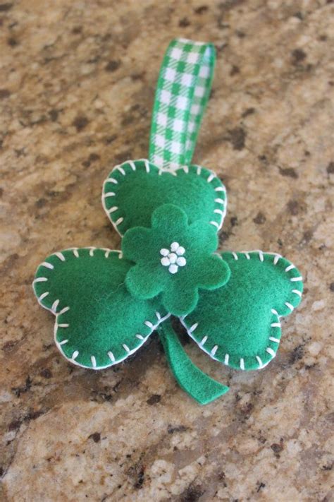 Embroidered St Patricks Day Felt Shamrock Ornament St Patricks Day