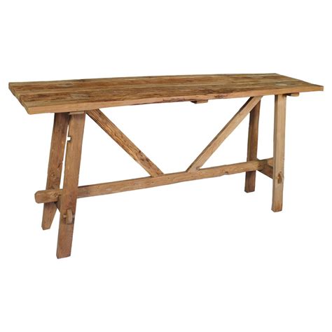 Buy online the teak wood console table with glass top. Danna Rustic Brown Reclaimed Teak Wood Console Table ...