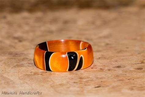 Orange And Black Acrylic Ring