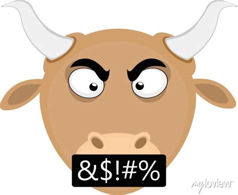 Vector Emoticon Illustration Of A Cartoon Bulls Head With An Posters For The Wall Posters
