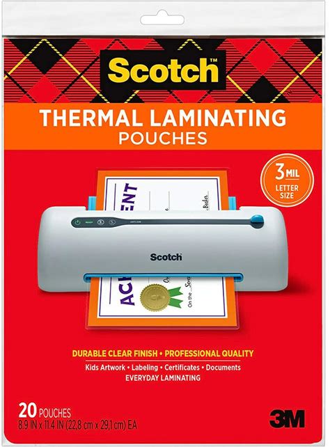 Scotch Matte Thermal Laminating Pouches Ultra Clear With Matte Finish Letter Size 89 In X 11