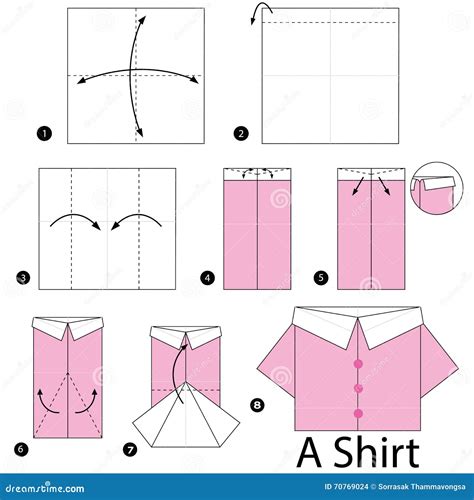 Instruções Passo A Passo Como Fazer A Camisa Do Origâmi Ilustração Do
