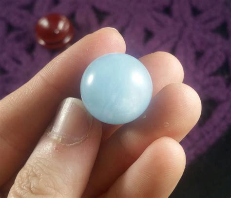 Aquamarine Sphere 20mm Crystal Ball Stone Polished Marble Blue Etsy