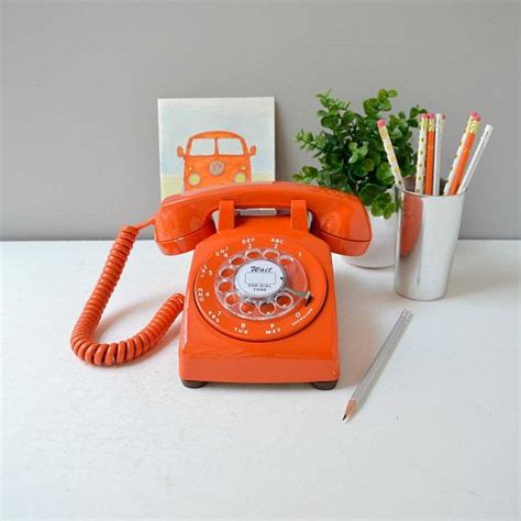 Vintage Rotary Phone Working Rotary Dial Telephone In Orange Orange