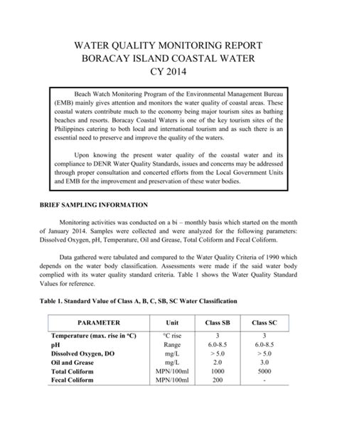 Boracay Island Coastal Water Cy 2014