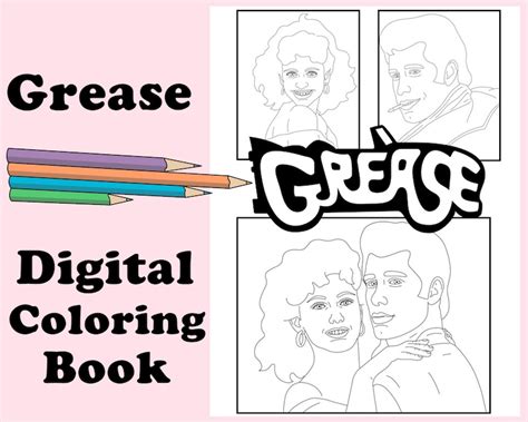 Grease Digital Adult Coloring Book Instant Print Pdf Etsy Canada