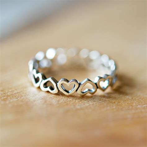 Sterling Silver Heart Ring Heart Band Ring Multi Hearts Etsy Israel