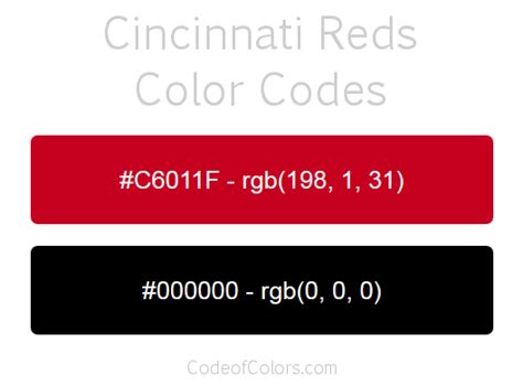 Cincinnati Reds Colors Hex And Rgb Color Codes