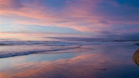 Download Wallpaper 1366x768 Ocean Shore Beach Sky California Tablet