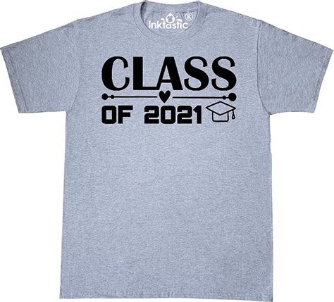 Inktastic Class Of 2021 With Cap And Heart T Shirt Clothing