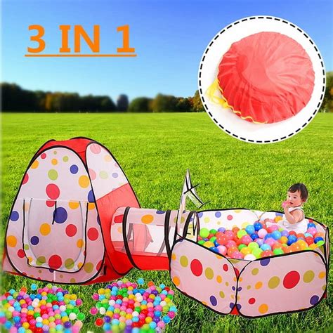 3 In 1 Ball Pit Tent Kids Indoor Outdoor Play Tent With Crawl Tunnel