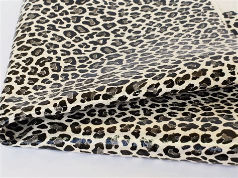 new leopard print genuine leather black on metallic etsy genuine leather leather supplies