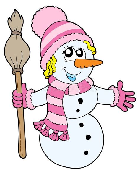 Cute Snowman Girl Stock Vector Illustration Of Draw Looking 6378963