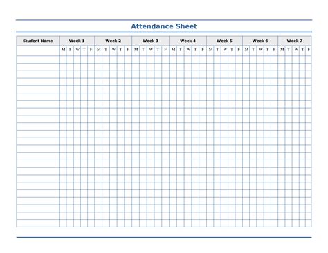 Free Printable Blank Attendance Sheets Attendance Sheet Classroom