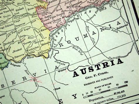 1888 Antique Map Of Austria Antique Austria Map Austria Etsy