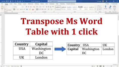 Transpose Table In Ms Word With 1 Click Pickupbrain Be Smart