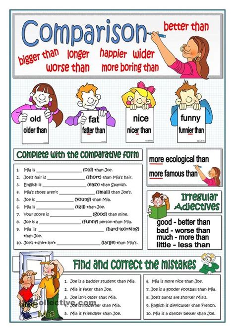 Comparison Of Adjectives In English English Grammar Worksheets