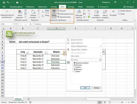 Jak zrobić w Excelu filtrowanie Jak zrobić w Excelu