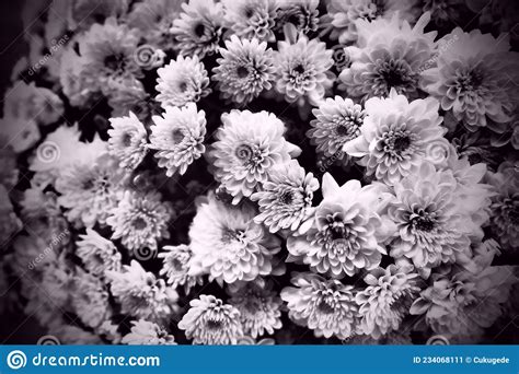 Chrysanthemums In A Bouquet Black And White Monochrome Photography
