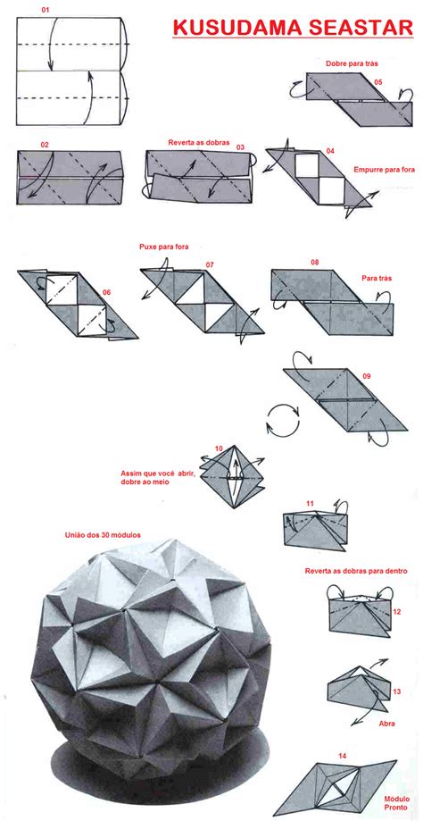 Adobracya Diagrama Do Kusudama Seastar Diagramas De Origami Bolas