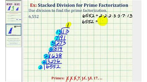 Ex 2 Prime Factorization Using Stacked Division Youtube