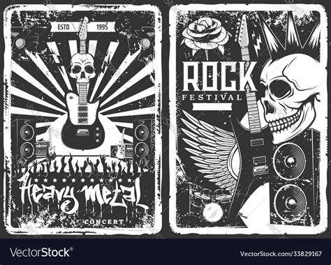 Rock Concert Music Band Festival Grunge Poster Vector Image