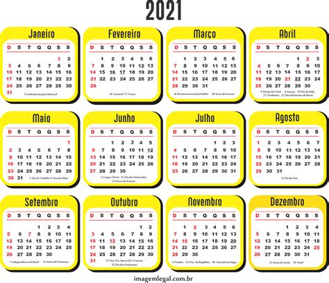 Planejador e calendário mensal em branco imprimível. Grade Calendário 2021 PNG de Cor Amarela | Imagem Legal em ...