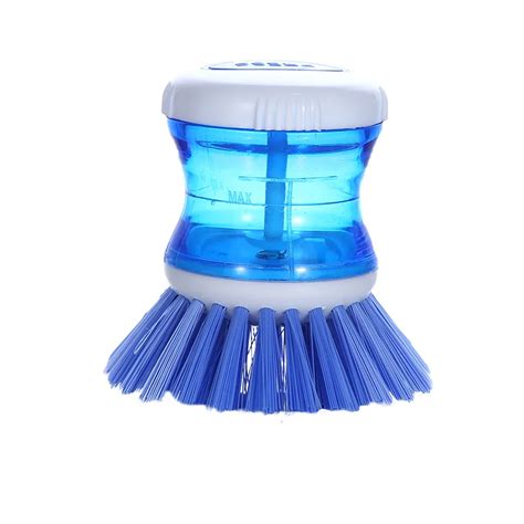 Soap Dispensing Dish Palm Brush With Powerful Nylon Bristles For