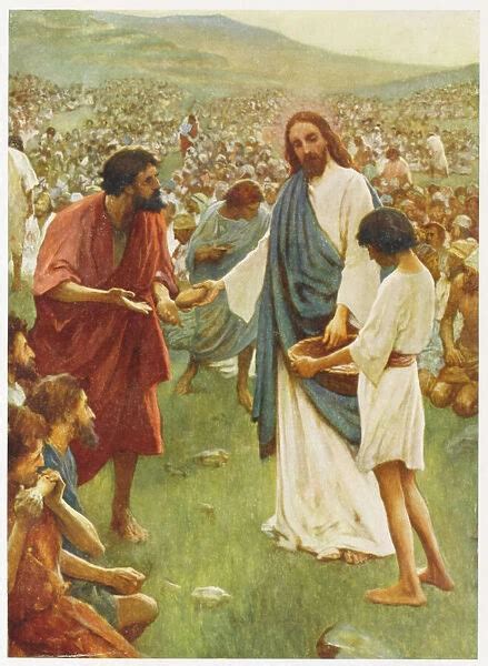 Jesus Feeds 5000 When A Crowd Of Five Thousand Who Have Gathered To