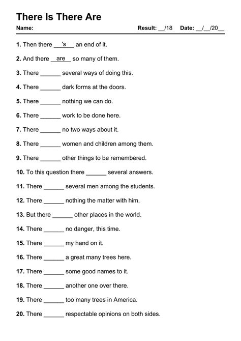 101 Printable There Is There Are Pdf Worksheets With Answers Grammarism