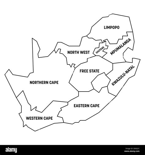 Sudáfrica Mapa De Provincias Imagen Vector De Stock Alamy