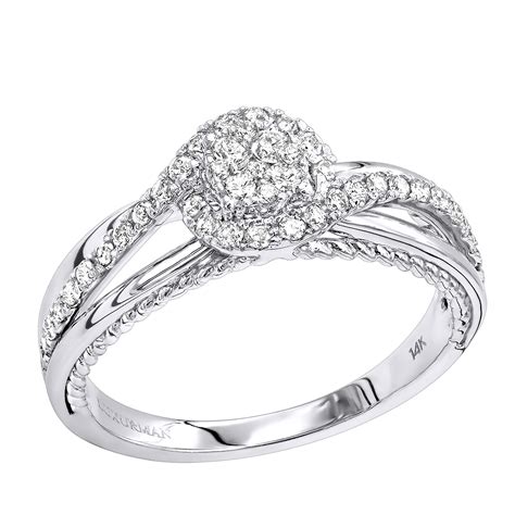 14k Gold 04ct Cluster Diamond Promise Ring For Women 803067