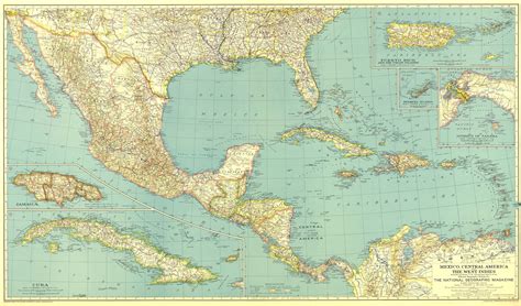 Mexico And Central America 1934 Wall Map By National Geographic Mapsales