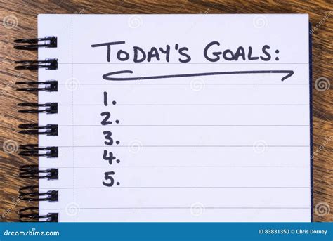 List Of Todays Goals Stock Photo Image Of Behavior Education 83831350