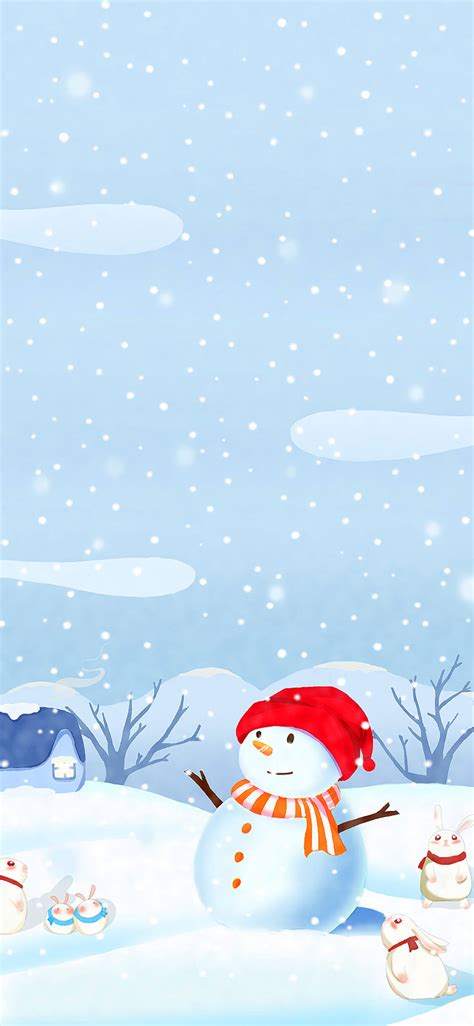 Cute deer and snowman vector cartoon on snow background, xmas postcard, greeting card and wallpaper. 2020 Christmas Wallpapers for iPhone 6/7/8/SE/X/XS/XR