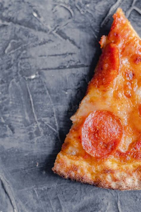 Pepperoni Pizza Slice On Black Slate Background Slices Of Pepperoni