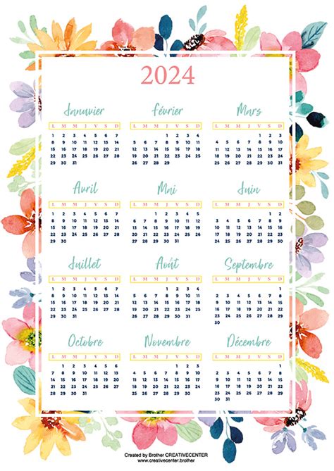 Calendrier Imprimable Gratuitement Fleurs Aquarelles