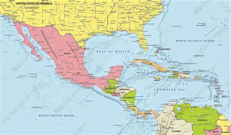 Political Digital Map Central America 630 The World Of