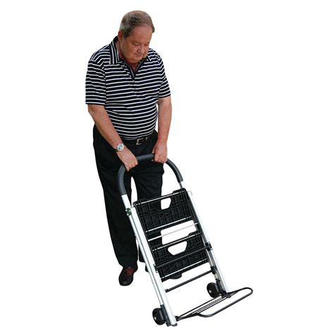 Vestil Aluminum 2 Step Ladder With Wheels Converts Into A Dolly 18l