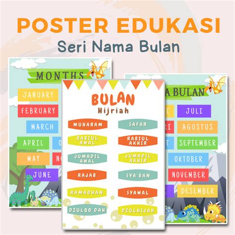 Jual Poster Anak Edukasi Belajar Nama Bulan Hijriah Kab Sukoharjo
