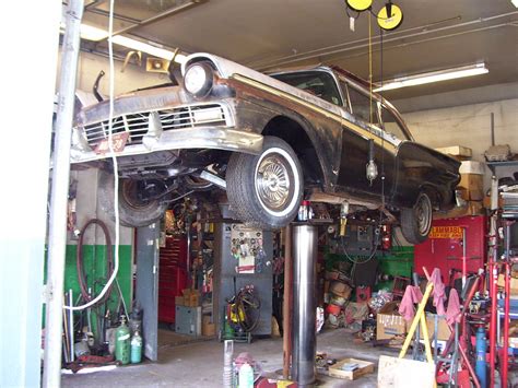 old classic car on lift 04 | Urban's Benson & Post Auto Inc,… | Flickr