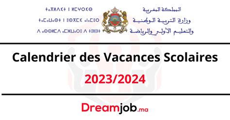 Calendrier Des Vacances Scolaires 2023 2024 Au Maroc Dreamjob Ma