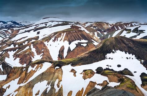 Premium Photo Volcanic Mountain With Snow Covered From Blahnjukur