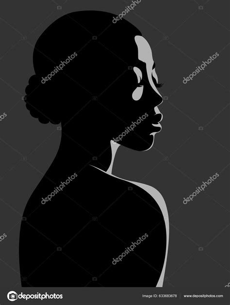 Vector Portrait Attractive Naked African American Woman Backlight