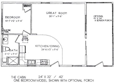 2021's best cabin floor plans & house plans. One Room Cabin Floor Plans | One Bedroom Model 24' x 32 ...
