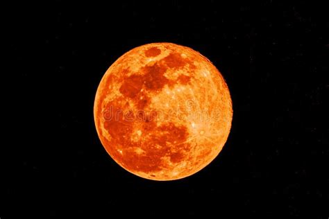 Beautiful Red Full Moon On Night Sky Background Stock Photo Image Of