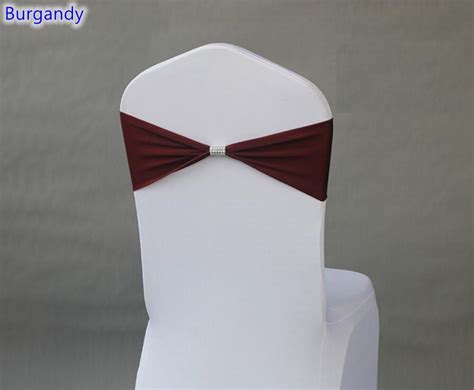 Burgandy Colour Spandex Chair Sash Wedding Chair Sashes With Shiny Belt Buckle In The Middle