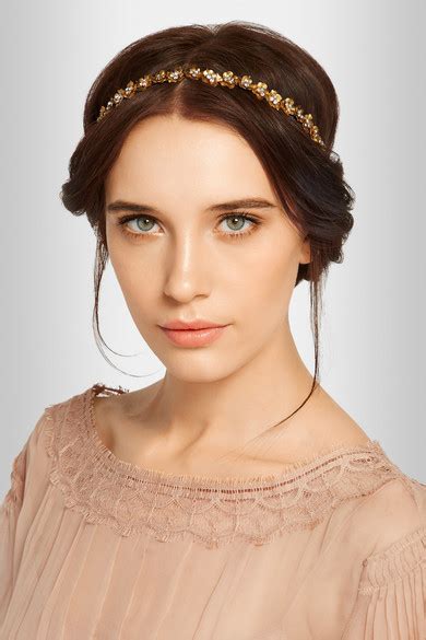 Jennifer Behr Maye Swarovski Crystal Embellished Gold Plated Headband