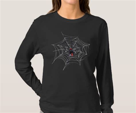 Pleiwell Black Widow Cobweb Spider Web T Shirt Casual