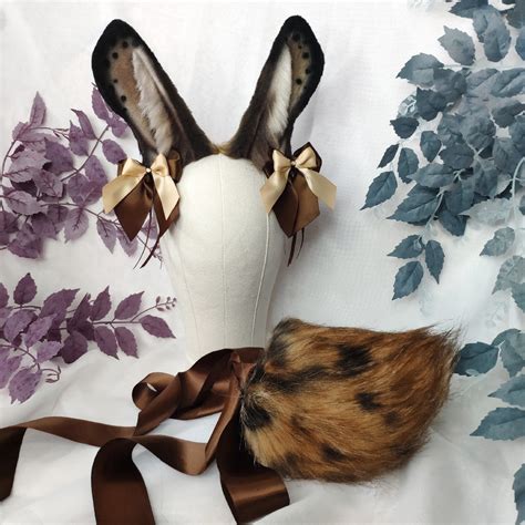 Brown Bunny Ears And Tail Faux Fur Ears Inspire Uplift